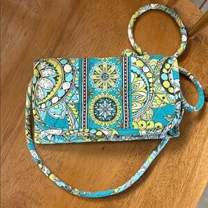 Vera Bradley Turquoise and Yellow Quilted Floral Crossbody